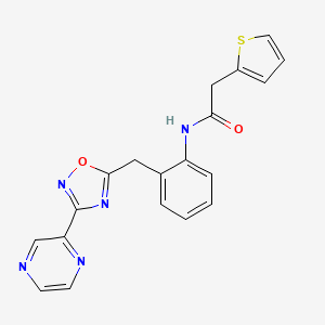 N-(2-((3-(pyrazin-2-yl)-1,2,4-oxadiazol-5-yl)methyl)phenyl)-2-(thiophen-2-yl)acetamide