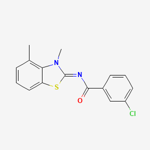 molecular formula C16H13ClN2OS B2609806 3-chloro-N-(3,4-dimethyl-1,3-benzothiazol-2-ylidene)benzamide CAS No. 865543-94-8