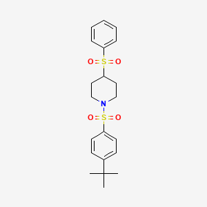 molecular formula C21H27NO4S2 B2609814 1-((4-(叔丁基)苯基)磺酰基)-4-(苯磺酰基)哌啶 CAS No. 1706046-81-2