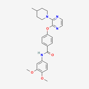molecular formula C25H28N4O4 B2609846 N-(3,4-dimethoxyphenyl)-4-{[3-(4-methylpiperidin-1-yl)pyrazin-2-yl]oxy}benzamide CAS No. 1189657-96-2