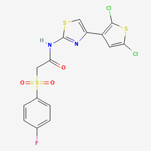 N-(4-(2,5-dichlorothiophen-3-yl)thiazol-2-yl)-2-((4-fluorophenyl)sulfonyl)acetamide