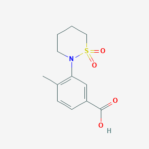 molecular formula C12H15NO4S B2609873 3-(1,1-Dioxido-1,2-thiazinan-2-yl)-4-methylbenzoic acid CAS No. 927996-01-8