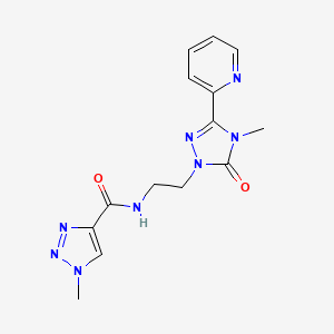 molecular formula C14H16N8O2 B2609901 1-甲基-N-(2-(4-甲基-5-氧代-3-(吡啶-2-基)-4,5-二氢-1H-1,2,4-三唑-1-基)乙基)-1H-1,2,3-三唑-4-甲酰胺 CAS No. 1396853-42-1