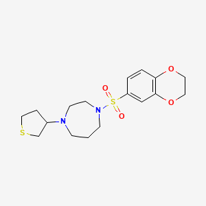 molecular formula C17H24N2O4S2 B2609929 1-((2,3-Dihydrobenzo[b][1,4]dioxin-6-yl)sulfonyl)-4-(tetrahydrothiophen-3-yl)-1,4-diazepane CAS No. 2320572-31-2