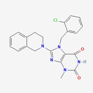 molecular formula C22H20ClN5O2 B2609932 7-[(2-chlorophenyl)methyl]-8-(3,4-dihydro-1H-isoquinolin-2-yl)-3-methylpurine-2,6-dione CAS No. 673444-28-5