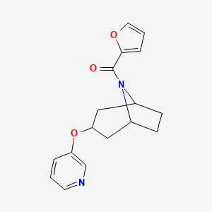 molecular formula C17H18N2O3 B2609938 furan-2-yl((1R,5S)-3-(pyridin-3-yloxy)-8-azabicyclo[3.2.1]octan-8-yl)methanone CAS No. 2108442-47-1