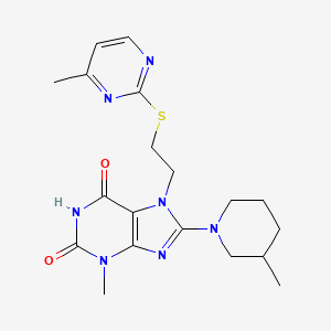 3-methyl-8-(3-methylpiperidin-1-yl)-7-(2-((4-methylpyrimidin-2-yl)thio)ethyl)-1H-purine-2,6(3H,7H)-dione