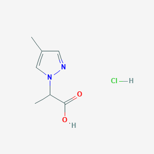 molecular formula C7H11ClN2O2 B2609949 2-(4-Methyl-1H-pyrazol-1-yl)propanoic acid hydrochloride CAS No. 2172050-99-4