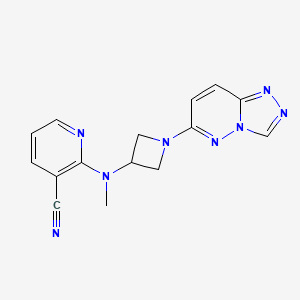 molecular formula C15H14N8 B2609952 2-[甲基(1-{[1,2,4]三唑并[4,3-b]哒嗪-6-基}氮杂环丁-3-基)氨基]吡啶-3-腈 CAS No. 2201016-68-2