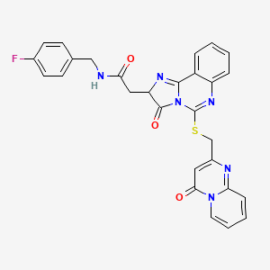 N-[(4-fluorophenyl)methyl]-2-[3-oxo-5-[(4-oxopyrido[1,2-a]pyrimidin-2-yl)methylsulfanyl]-2H-imidazo[1,2-c]quinazolin-2-yl]acetamide