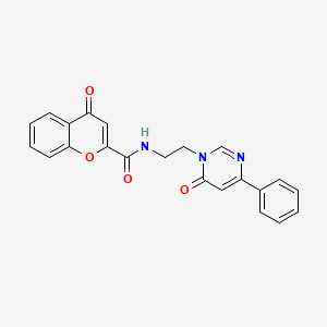 molecular formula C22H17N3O4 B2609957 4-oxo-N-(2-(6-oxo-4-phenylpyrimidin-1(6H)-yl)ethyl)-4H-chromene-2-carboxamide CAS No. 1334371-44-6