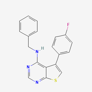 molecular formula C19H14FN3S B2609963 N-苄基-5-(4-氟苯基)噻吩并[2,3-d]嘧啶-4-胺 CAS No. 384366-94-3