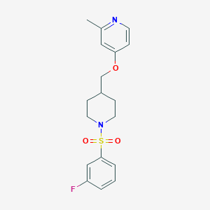 molecular formula C18H21FN2O3S B2609966 4-[[1-(3-Fluorophenyl)sulfonylpiperidin-4-yl]methoxy]-2-methylpyridine CAS No. 2380033-88-3