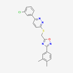 molecular formula C21H17ClN4OS B2609982 3-(3-Chlorophenyl)-6-({[3-(3,4-dimethylphenyl)-1,2,4-oxadiazol-5-yl]methyl}thio)pyridazine CAS No. 1114909-53-3