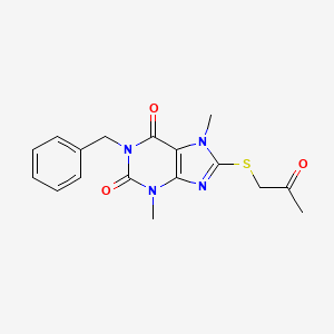 molecular formula C17H18N4O3S B2609985 1-benzyl-3,7-dimethyl-8-((2-oxopropyl)thio)-1H-purine-2,6(3H,7H)-dione CAS No. 919020-60-3