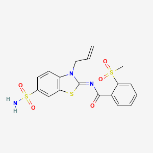 molecular formula C18H17N3O5S3 B2609990 (Z)-N-(3-allyl-6-sulfamoylbenzo[d]thiazol-2(3H)-ylidene)-2-(methylsulfonyl)benzamide CAS No. 887203-06-7