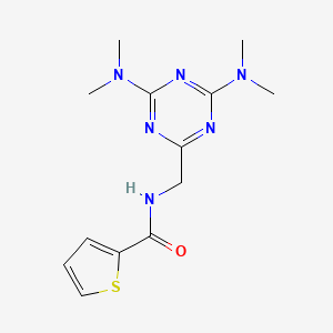 molecular formula C13H18N6OS B2609994 N-((4,6-bis(dimethylamino)-1,3,5-triazin-2-yl)methyl)thiophene-2-carboxamide CAS No. 2034271-71-9