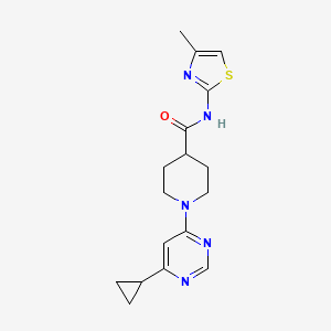 molecular formula C17H21N5OS B2609997 1-(6-cyclopropylpyrimidin-4-yl)-N-(4-methylthiazol-2-yl)piperidine-4-carboxamide CAS No. 1790196-99-4