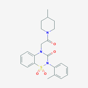 molecular formula C22H25N3O4S B2609999 4-(2-(4-methylpiperidin-1-yl)-2-oxoethyl)-2-(o-tolyl)-2H-benzo[e][1,2,4]thiadiazin-3(4H)-one 1,1-dioxide CAS No. 941882-45-7