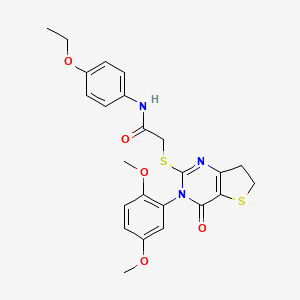 molecular formula C24H25N3O5S2 B2610006 2-((3-(2,5-dimethoxyphenyl)-4-oxo-3,4,6,7-tetrahydrothieno[3,2-d]pyrimidin-2-yl)thio)-N-(4-ethoxyphenyl)acetamide CAS No. 362502-11-2