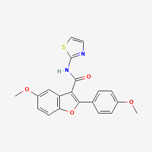 molecular formula C20H16N2O4S B2610008 5-甲氧基-2-(4-甲氧基苯基)-N-(1,3-噻唑-2-基)-1-苯并呋喃-3-甲酰胺 CAS No. 929390-33-0