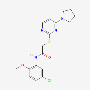 molecular formula C17H19ClN4O2S B2610018 N-(5-氯-2-甲氧基苯基)-2-((4-(吡咯烷-1-基)嘧啶-2-基)硫代)乙酰胺 CAS No. 1251619-87-0