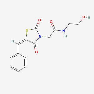 2-[(5E)-5-benzylidene-2,4-dioxo-1,3-thiazolidin-3-yl]-N-(2-hydroxyethyl)acetamide