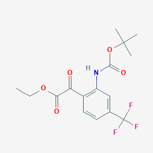 molecular formula C16H18F3NO5 B2610032 2-[2-(叔丁氧羰基氨基)-4-(三氟甲基)苯基]-2-氧代乙酸乙酯 CAS No. 159684-36-3