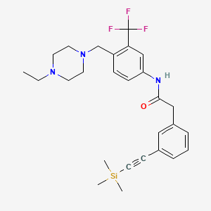 molecular formula C27H34F3N3OSi B2610043 N-{4-[(4-ethylpiperazin-1-yl)methyl]-3-(trifluoromethyl)phenyl}-2-{3-[(trimethylsilyl)ethynyl]phenyl}acetamide CAS No. 1638638-23-9