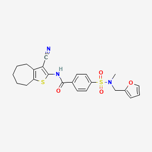 molecular formula C23H23N3O4S2 B2610045 N-(3-cyano-5,6,7,8-tetrahydro-4H-cyclohepta[b]thiophen-2-yl)-4-(N-(furan-2-ylmethyl)-N-methylsulfamoyl)benzamide CAS No. 899963-91-8