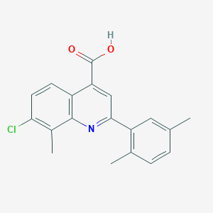 molecular formula C19H16ClNO2 B2610058 7-Chloro-2-(2,5-dimethylphenyl)-8-methylquinoline-4-carboxylic acid CAS No. 724749-36-4