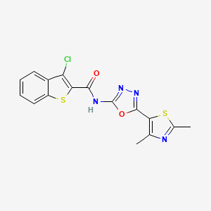 molecular formula C16H11ClN4O2S2 B2610068 3-chloro-N-(5-(2,4-dimethylthiazol-5-yl)-1,3,4-oxadiazol-2-yl)benzo[b]thiophene-2-carboxamide CAS No. 1251560-30-1