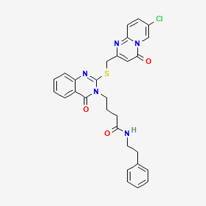 molecular formula C29H26ClN5O3S B2610072 4-(2-(((7-chloro-4-oxo-4H-pyrido[1,2-a]pyrimidin-2-yl)methyl)thio)-4-oxoquinazolin-3(4H)-yl)-N-phenethylbutanamide CAS No. 422283-19-0