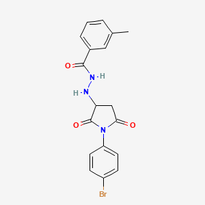 molecular formula C18H16BrN3O3 B2610083 N'-[1-(4-bromophenyl)-2,5-dioxopyrrolidin-3-yl]-3-methylbenzohydrazide CAS No. 485394-64-7