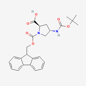 molecular formula C25H27N2O6 B2610090 (2R,4S)-1-(((9H-芴-9-基)甲氧羰基)-4-((叔丁氧羰基)氨基)吡咯烷-2-羧酸 CAS No. 1820570-42-0