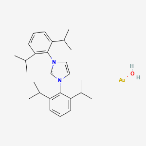 molecular formula C27H38AuN2O B2610095 1,3-Bis(2,6-di-i-propylphenyl)imidazol-2-ylidenegold(I) hydroxide CAS No. 1240328-73-7