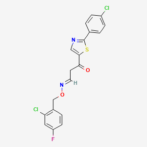 molecular formula C19H13Cl2FN2O2S B2610096 3-(2-(4-Chlorophenyl)-1,3-thiazol-5-yl)-3-oxopropanal o-(2-chloro-4-fluorobenzyl)oxime CAS No. 339279-43-5
