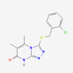 molecular formula C14H13ClN4OS B2610104 3-((2-chlorobenzyl)thio)-5,6-dimethyl-[1,2,4]triazolo[4,3-a]pyrimidin-7(8H)-one CAS No. 891136-41-7