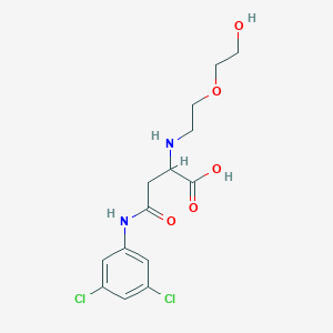 molecular formula C14H18Cl2N2O5 B2610105 4-((3,5-Dichlorophenyl)amino)-2-((2-(2-hydroxyethoxy)ethyl)amino)-4-oxobutanoic acid CAS No. 1098637-12-7