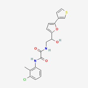 molecular formula C19H17ClN2O4S B2610117 N1-(3-chloro-2-methylphenyl)-N2-(2-hydroxy-2-(5-(thiophen-3-yl)furan-2-yl)ethyl)oxalamide CAS No. 2034253-35-3
