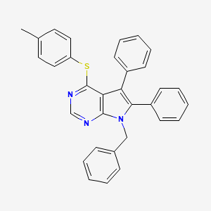 molecular formula C32H25N3S B2610121 7-benzyl-4-[(4-methylphenyl)sulfanyl]-5,6-diphenyl-7H-pyrrolo[2,3-d]pyrimidine CAS No. 478261-41-5
