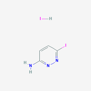 molecular formula C4H5I2N3 B2610122 6-碘吡啶并氮杂嗪-3-胺氢碘酸盐 CAS No. 89602-33-5