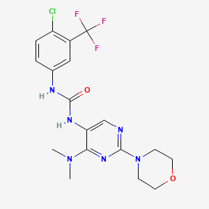 molecular formula C18H20ClF3N6O2 B2610128 1-(4-Chloro-3-(trifluoromethyl)phenyl)-3-(4-(dimethylamino)-2-morpholinopyrimidin-5-yl)urea CAS No. 1797253-72-5