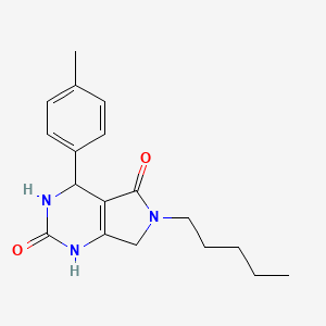 molecular formula C18H23N3O2 B2610130 6-戊基-4-(对甲苯基)-3,4,6,7-四氢-1H-吡咯并[3,4-d]嘧啶-2,5-二酮 CAS No. 930020-18-1