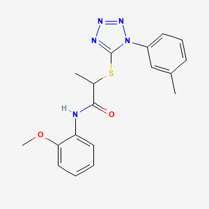 molecular formula C18H19N5O2S B2610136 N-(2-methoxyphenyl)-2-{[1-(3-methylphenyl)-1H-tetrazol-5-yl]sulfanyl}propanamide CAS No. 890636-16-5