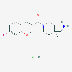 [4-(Aminomethyl)-4-methylpiperidin-1-yl]-(7-fluoro-3,4-dihydro-2H-chromen-3-yl)methanone;hydrochloride
