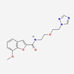 molecular formula C16H18N4O4 B2610150 7-methoxy-N-{2-[2-(1H-1,2,4-triazol-1-yl)ethoxy]ethyl}-1-benzofuran-2-carboxamide CAS No. 2097861-67-9