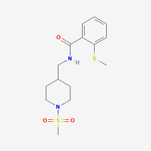 molecular formula C15H22N2O3S2 B2610156 N-((1-(methylsulfonyl)piperidin-4-yl)methyl)-2-(methylthio)benzamide CAS No. 1234980-62-1