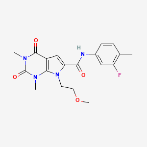 molecular formula C19H21FN4O4 B2610166 N-(3-氟-4-甲基苯基)-7-(2-甲氧基乙基)-1,3-二甲基-2,4-二氧代-2,3,4,7-四氢-1H-吡咯并[2,3-d]嘧啶-6-甲酰胺 CAS No. 1021257-37-3