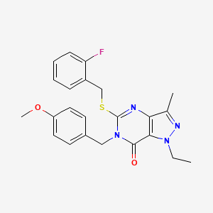 molecular formula C23H23FN4O2S B2610177 1-乙基-5-((2-氟苄基)硫代)-6-(4-甲氧基苄基)-3-甲基-1H-吡唑并[4,3-d]嘧啶-7(6H)-酮 CAS No. 1358708-97-0